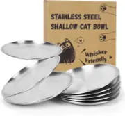 8PCS 6.7" Stainless Steel Cat Bowls Set-Whisker-Friendly Shallow Dishes for Cats