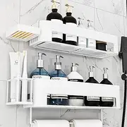 necvha Shower Caddy, 4 Pack Adhesive Shower Organizer, 15.15in Large Capacity Bathroom Shelves, No Drilling for Bathroom Organizers and Storage & Home Decor & Kitchen (White)