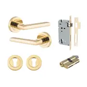 Iver Baltimore Door Lever on Round Rose Pair Entrance Kit Key/Key