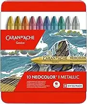 Neocolor I Water-Resistant Wax Pastels, 10 Metallic Colors