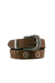 Ariat Ladies Scrolling Flowers & Concho Brown Belt A1510202