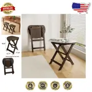Elegant Brown Folding Chair with Handle - Solid Wood Stool for Indoor & Outdoor