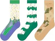 [TYOMXA] 3 Pairs Floral Socks Cute Lace Sheer Ankle Socks Thin Mesh Design transparen Crystal Sheer Socks Offering Style & Comfort!