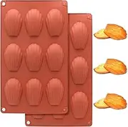 JJYHEHOT 2 PCS Silicone Madeleine Pan, 9 Cavity Madeline Baking Pan, Shell Shaped Cookies Cake Pan