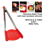 BBQ Tong 2-IN-1 Clever Tong, Spatula & Tong, Stainless steel, Silicon, BBQ Tools