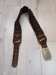 43'' VTG UNDERBERG LEATHER SUEDE GUN BELT BUCKLE BEER BITTER HOLDER BANDOLIER