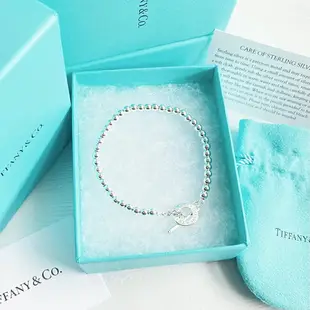 美國百分百【全新真品】Tiffany & Co. 串珠手鍊 蒂芬妮 手環 銀飾 圈釦式 純銀刻字 專櫃精品 CK28