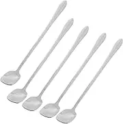 CHILDWEET Stylish Stainless Steel Square Head Spoon Long Handle Stirrer for Ice Coffee Cocktail Mixing