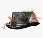Dead Bones Top Hat - Feathers - Mardi Gras - Costume Accessory - One Size