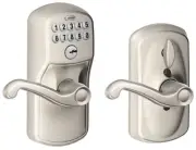 Schlage FE595-PLY-FLA Flex Lock Keypad Entry Lock Leverset - Nickel