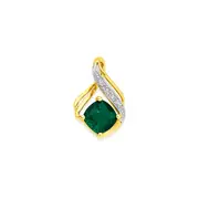 9ct Gold Created Emerald & Diamond Swirl Pendant in Green
