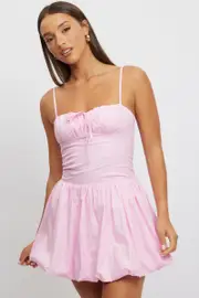 Pink Bubble Dress Mini - Size 6XXS, Women's Skater Dress