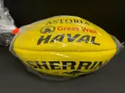 AFL SHERRIN KANGAROO BRAND YELLOW AFLW Size 4 LEATHER GAME FOOTBALL Haval logo