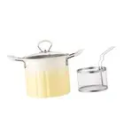Small Deep Fryer Pot with Frying Basket Milk Warmer for Tempura Frying Home