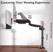 Desk Mount For Monitor 13 to 34 Inch Screens Swiveling Arms