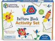 Learning Resources Pattern Block Activity Set, 20 Double-Sided Cards, Puzzles for Kids, for Kids, Ages 4+