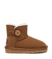 AS UGG Kids Boots Sheepskin Wool Suede Upper EVA Nonslip Mini Button Boots Nolan