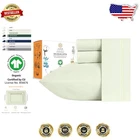 GOTS Certified 4-Piece Organic Cotton Bed Sheet Set in Pistachio Green, Cal King