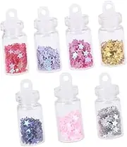 OSOLADY 7 Pcs Clear Glass Bottles with Cork Stoppers for DIY Crafts Colorful Star Fillers for Jewelry Making Wedding Favors Party Decorations and Message Bottles