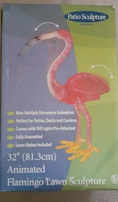 Animated Flamingo Lawn Sculpture 32" Tall..New