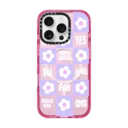 iPhone 16 Pro Impact Case MagSafe Compatible Pastel Flowers Checker