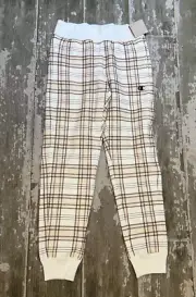 NWT CHAMPION x UO Reverse Weave Plaid Sweatpants Joggers Cream Size Small