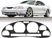 USR 94-98 SN95 Dash Bezel –Cluster Overlay Trim (1 Piece) Compatible with 1994-1998 Ford Mustang All Models Stang/Trims Such as V6, GT, Cobra (REAL CARBON FIBER OVERLAY GAUGE BEZEL TRIM)
