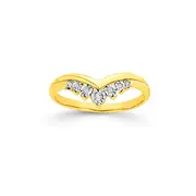 9ct Gold Diamond V Shape Ring