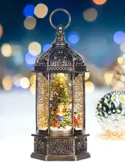 Christmas Snow Globes Musical Lantern with Timer, Nutcracker Figures Rotate w...