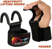 AUSTODEX WEIGHT LIFTING POWER HOOKS WRIST SUPPORT BAR STRAPS GRIPPER GYM GLOVES
