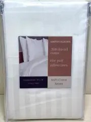 Hampton Collection 100% Cotton Sateen ~Set 2~ Standard Pillowcases ~Bright White
