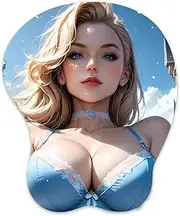 Mouse Pad 3D Mousepad Breast Gaming Wrist Rest Boob-pad Anti-Slip Anime Manga Wrist Support Mouse Mat（Emma Frost 1）