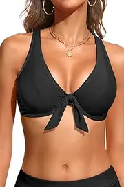 [Aqua Eve] Women Underwire Bikini Top Only - Knot Front Bathing Suit Top Swim Bra Push Up Swimsuits Top