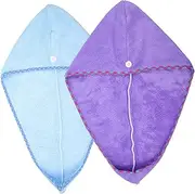Baluue 2 Pack Quick-Dry Hair Cap Bath Towels Water Absorbent Head Wraps for Women