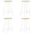 vidaXL Bar Stool Set of 4 Bleached wood and white