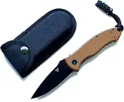 [Wilora] Black Blade Pocket Knife - Double Lock System EDC Folding Knife with G10 Handle, 7Cr17 Steel - Includes Sheath and Pocket Clip for Hunting, and Survival Use