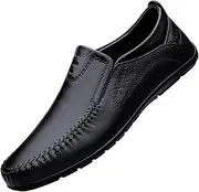 [QEEFXLQI] Men's Leather Shoes Casual Leather Shoes for Men, Soft Leather Business Shoes for Spring and Autumn, Shoes for Men(Black,41)