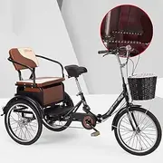 DEFGHIJ Tricycle Adult 20inch 3 Wheel Bicycle Cargo Bikes Back Seat Rear Enlarged Food Basket Single Chain for Parents to Pick Up and Drop Off Children Load 200kg