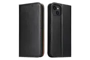 For iPhone 14 Plus Case Leather Flip Wallet Folio Cover with Stand Black