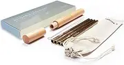Zenify Reusable Straws Gold with 4X 8mm Metal Straw + Case + Bag + Cleaner - Eco Friendly Stainless Steel Smoothie Drinking Gift Set - Alternative to Single Use Plastic Paper Glass Silicone Bamboo