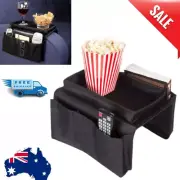 Table Tray Arm Rest Couch Sofa Stand Coffee Dinner Serving Black Remote Pockets