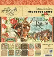 GRAPHIC 45 "OFF TO THE RACES" 8X8 PAPER PAD HORSES RACING SCRAPJACK'S PLACE