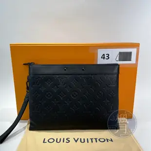 LOUIS VUITTON M81570 晶片款 LV 黑色 原花 牛皮 男用 手拿包 精品包 POUCH