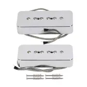 LP Guitar Pickup Set Alnico 5 Soap Bar P90 Pickups Neck and Bridge Chrome Cover