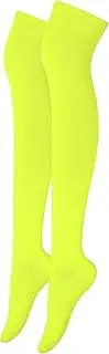 [COSHAL] Girls Over The Knee Socks Womens thigh high socks, Fancy Dress Halloween Party socks Fluorescent Neon Colours Socks Over the Knee Socks, Neon Yellow, One size
