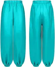 [iEFiEL] Big Girls Tribal Arabic Wide Leg Trousers Elastic Satin Bloomer 6-16 Years Belly Dance Harem Pants