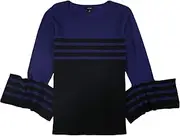 [Alfani] Women's Striped 3/4 Bell-Sleeve Sweater