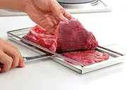 PRECISION MEATS Beef Jerky Slicer Kit - Superior 10" Butchers Carving Knife & Meat Slicing Cutting Board for Safe, Mouthwatering, Uniform Slices - Adjustable Thickness - Dishwasher Safe Jerky Maker