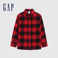 在飛比找蝦皮商城優惠-Gap 男童裝 法蘭絨格紋長袖襯衫-紅色格子(443018)