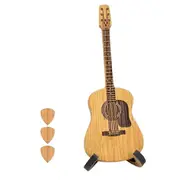 Wooden Acoustic Guitar Pick Box with Stand Portable Handcrafted Guitar Picks Storage Container Guit-Superb Wood Color